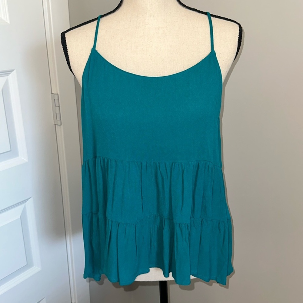 Blue/Green Lush Flowy Top NWOT